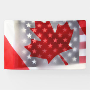Kanada mit Amerika-Flaggen Banner