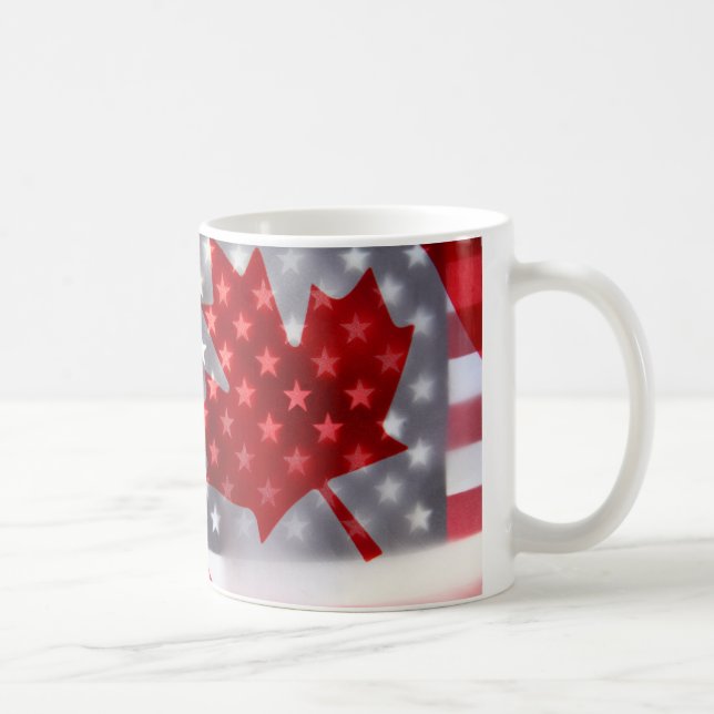 Kanada mit Amerika-Flaggen Kaffeetasse (Rechts)