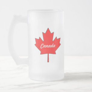 Kanada mit Blattfrost Glasbecher Mattglas Bierglas