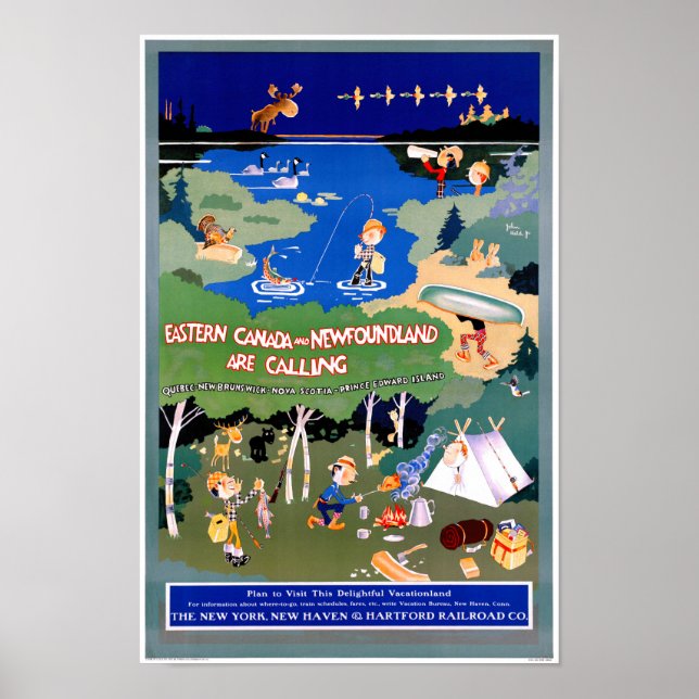 Kanada Neufundland Vintage Travel Poster wiederher (Vorne)