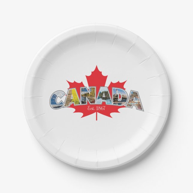 "Kanada Osten. 1867" mit Ahornleaf Grafik Pappteller (Vorderseite)