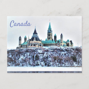 Kanada Parlamentsgebäude Schnee Ottawa Fluss Postkarte