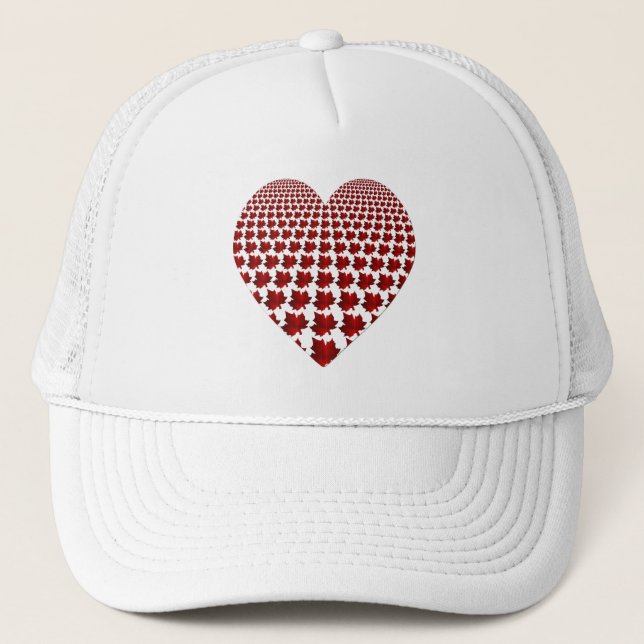 Kanada Red Maple Leafs Heart Truckers Cap Truckerkappe (Vorderseite)