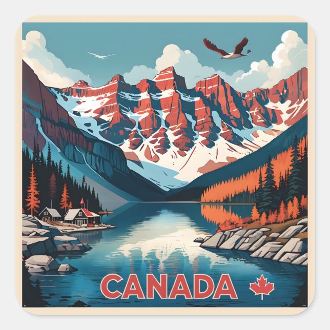 Kanada Reiseplakat Quadratischer Aufkleber (Vorderseite)