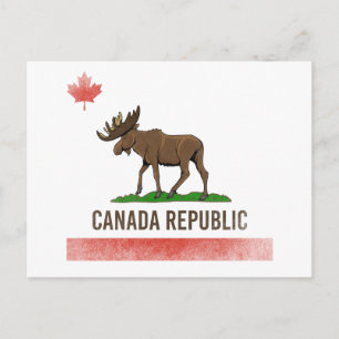 Kanada Republik - Kanada Elch und Kalifornien-Flag Postkarte