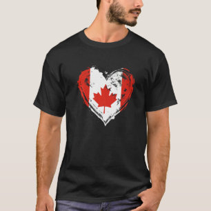 Kanada Retro-Herz-Flagge Kanadisches Ahornblatt T-Shirt
