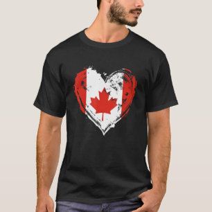 Kanada Retro-Herzflagge Kanadisches Ahornblatt T-Shirt