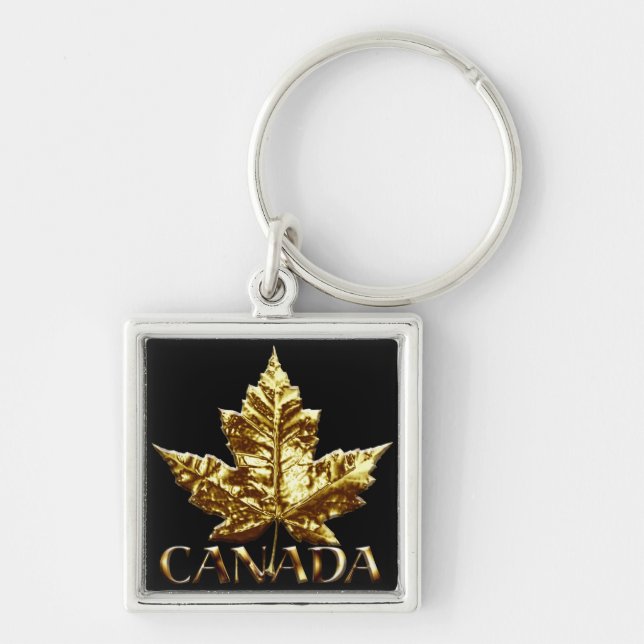 Kanada Souvenir Key Chain Gold Chrome Maple Leaf Schlüsselanhänger (Vorne)