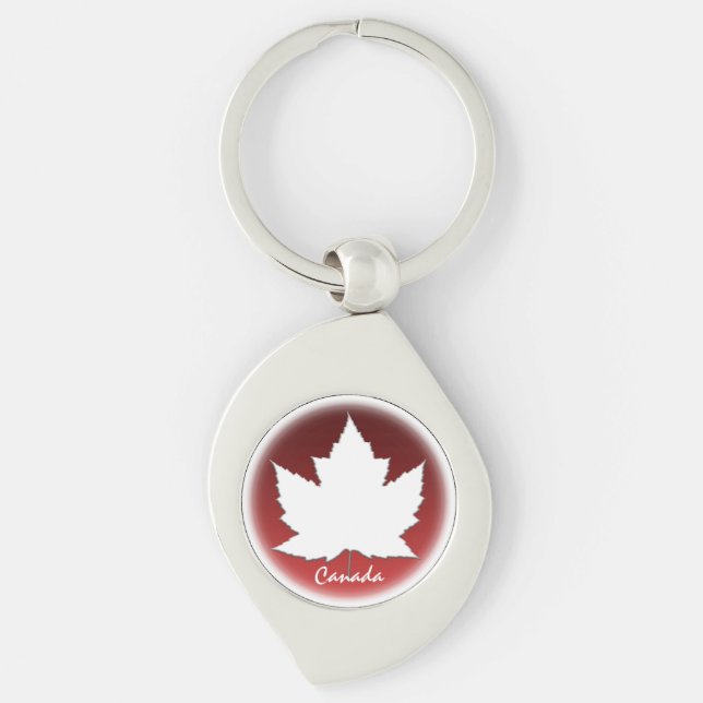 Kanada Souvenir Key Chain White Maple Leaf Geschen Schlüsselanhänger (Vorderseite)