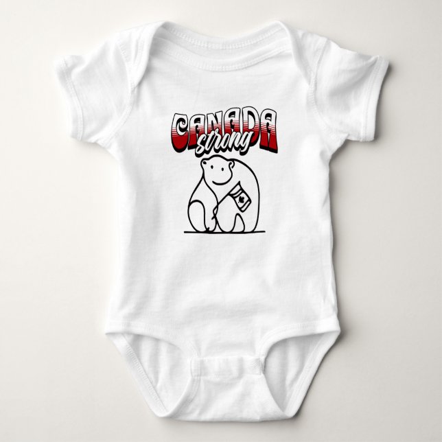 Kanada Starker Polar Bear mit Kanada-Flagge Baby Strampler (Vorderseite)