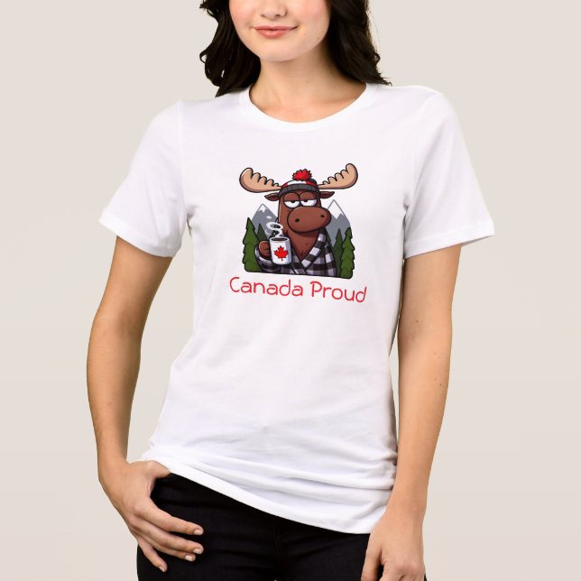 Kanada Stolz Moose trinken eine Tasse Kaffee Tri-Blend Shirt (Vorderseite)