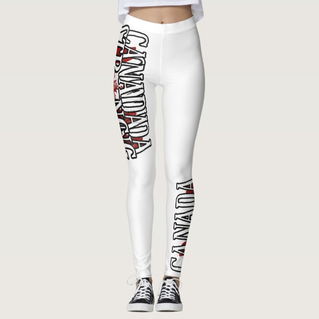 Kanada Strong Red & White Canada Flag Mapseleaf Leggings (Vorderseite)