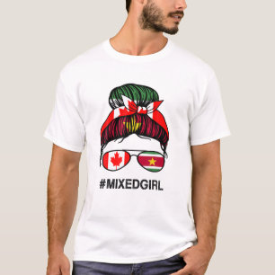 Kanada Suriname Flag Canadian Surinamese Messy Bun T-Shirt