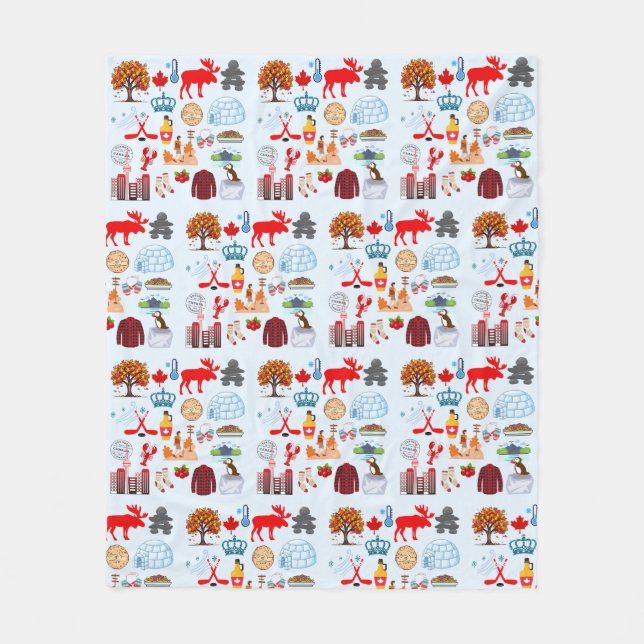 Kanada-Symbole Fleecedecke (Vorderseite)