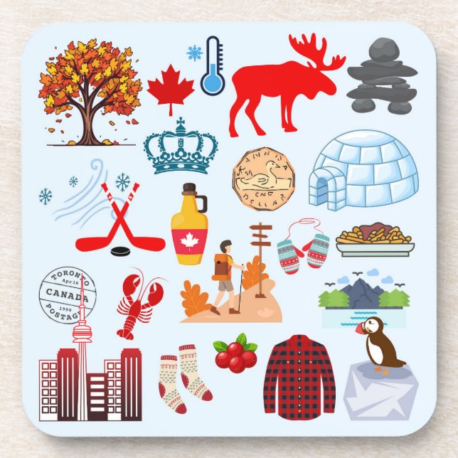 Kanada-Symbole Getränkeuntersetzer (Vorderseite)