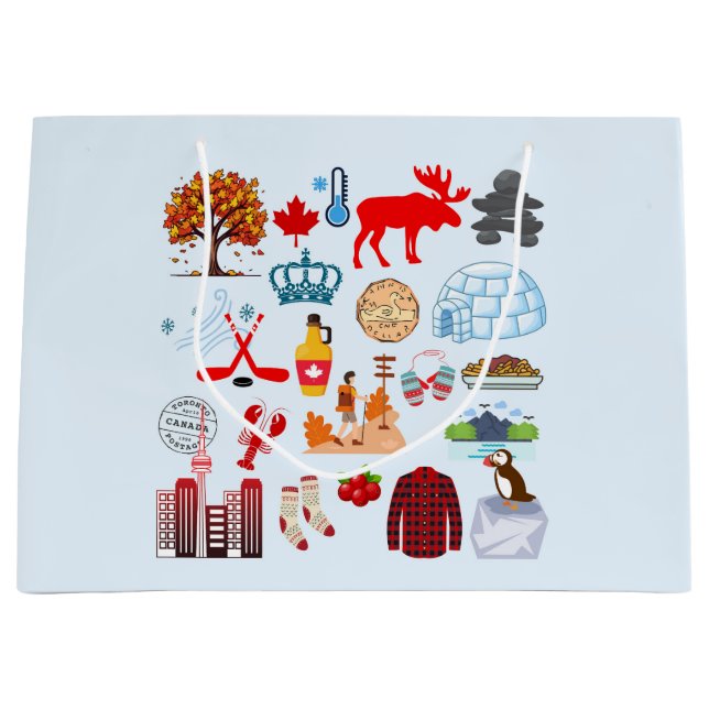 Kanada-Symbole Große Geschenktüte (Vorderseite)
