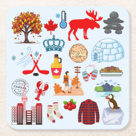 Kanada-Symbole Rechteckiger Pappuntersetzer