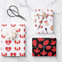 Kanada Tag 1. Juli Ahornleaf, Herzen Geschenkpapier Set