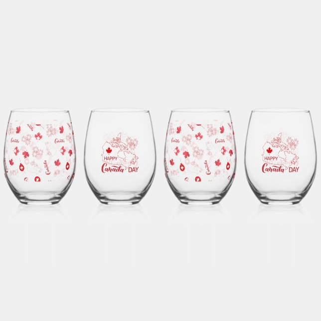 Kanada-Tag Weinglas Ohne Stiel (Vorderseite)