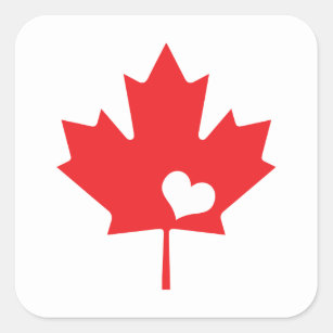 Kanada-Tageskanadisches Ahornblatt und -herz Quadratischer Aufkleber