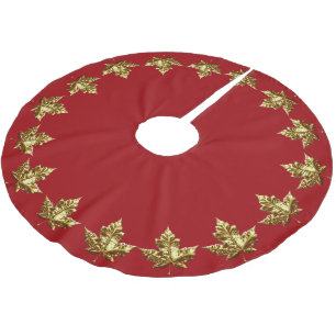 Kanada Tree Skirt Holiday Gold Leaf Kanada Dekorat Polyester Weihnachtsbaumdecke