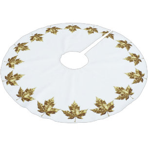 Kanada Tree Skirt Holiday Gold Leaf Kanada Dekorat Polyester Weihnachtsbaumdecke