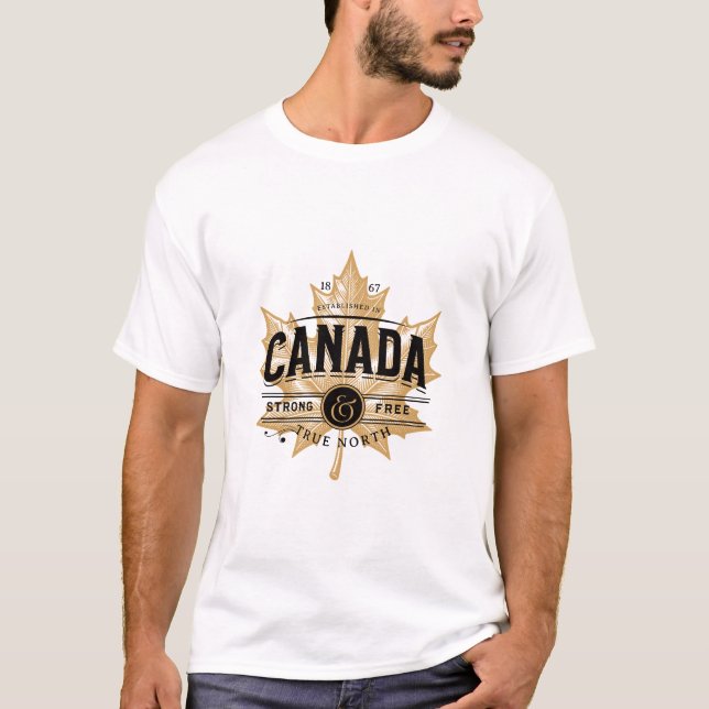 Kanada True North Strong and Free Maple Leaf T-Shirt (Vorderseite)