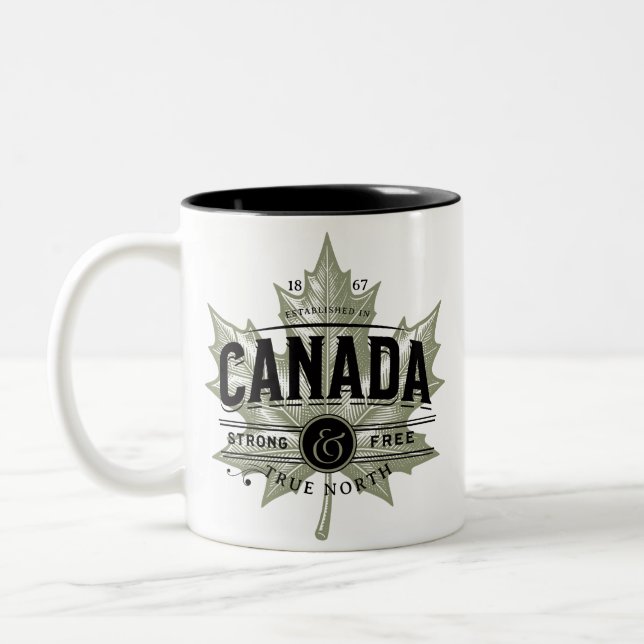 Kanada True North Strong and Free Zweifarbige Tasse (Links)