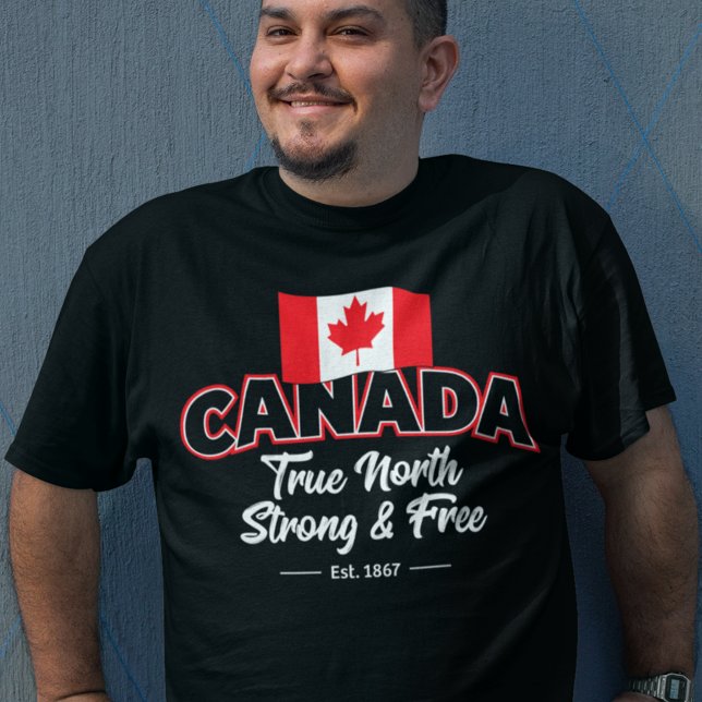 "Kanada True North Strong & Free Est. 1867 Zoll T-Shirt (Von Creator hochgeladen)