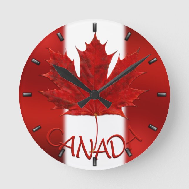 Kanada Uhrengiftgeschenk an Kanada Flaggen Souveni Runde Wanduhr (Vorderseite)