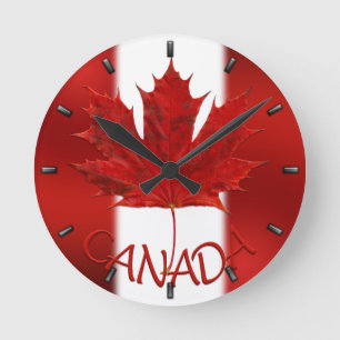 Kanada Uhrengiftgeschenk an Kanada Flaggen Souveni Runde Wanduhr