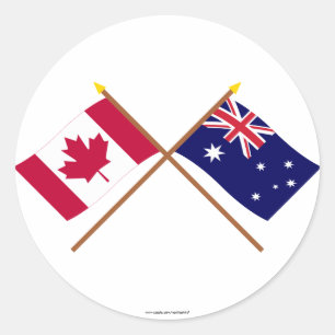 Kanada und Australien überquerten Flaggen Runder Aufkleber