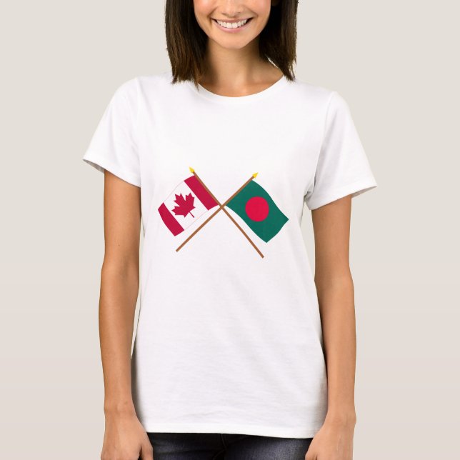 Kanada und Bangladesch gekreuzte Flaggen T-Shirt (Vorderseite)