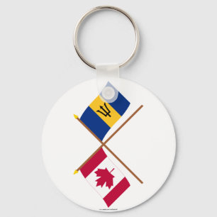 Kanada und Barbados gekreuzte Flaggen Schlüsselanhänger