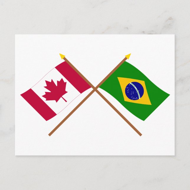 Kanada und Brasilien überquerten Flaggen Postkarte (Vorderseite)