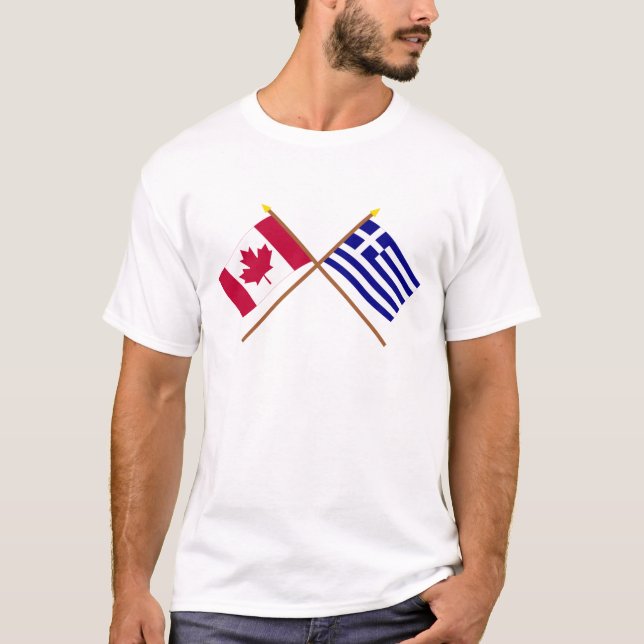 Kanada und Griechenland gekreuzte Flaggen T-Shirt (Vorderseite)