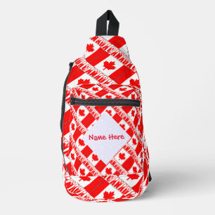 Kanada und Kanadische Flagge Kacheln Rot Personali Crossbody Bag