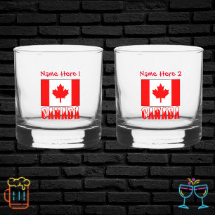 Kanada und Kanadische Flagge Rot Personalisierung Whiskyglas
