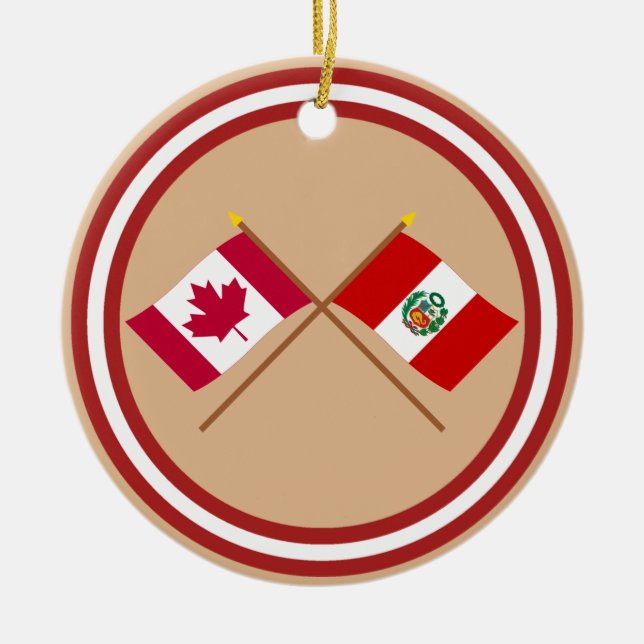 Kanada und Peru gekreuzte Flaggen Keramikornament (Vorne)