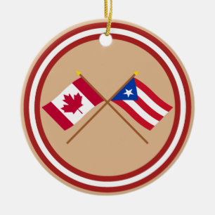 Kanada und Puerto Rico gekreuzte Flaggen Keramikornament