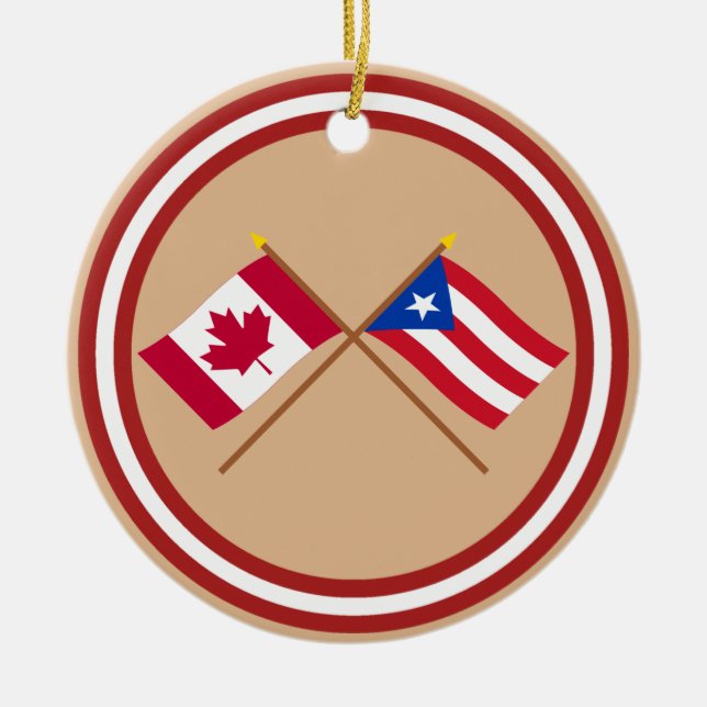 Kanada und Puerto Rico gekreuzte Flaggen Keramikornament (Vorne)