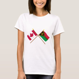 Kanada und Vanuatu gekreuzte Flaggen T-Shirt