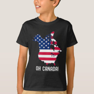Kanada USA 51. Staat Karte Amerikanische Flagge US T-Shirt