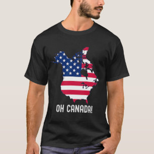 Kanada USA 51. Staat Karte Amerikanische Flagge US T-Shirt