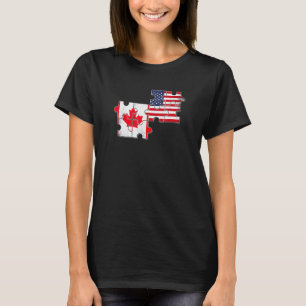 Kanada USA Liebe Roots Canadian American Flag T-Shirt