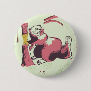 Kanada Vintage-Biber-Reiseposter Button