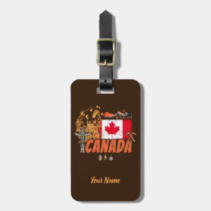 Kanada-Vintage-Flagge und Grizzly-Bär-Souvenir Gepäckanhänger