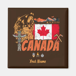 Kanada Vintage Flagge und Grizzlybär Souvenir Magnet