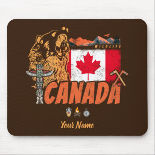 Kanada Vintage Flagge und Grizzlybären Urlaub Mousepad
