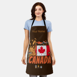 Kanada Vintage Flagge und Grizzlybären Urlaub Schürze
